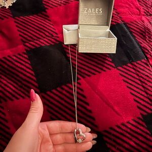 Zales Silver and Gold Heart Pendant Necklace